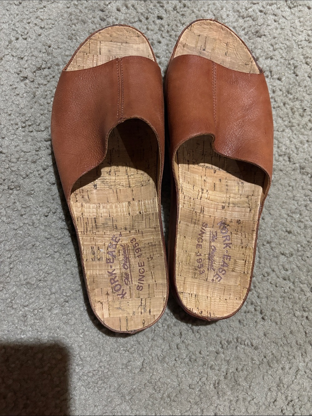 Kork-Ease Women's Leather Open-Toe Slide - Cognac